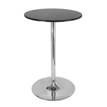 WINSOME 28 Inch Round Pub Table - Black with Chrome Leg 93628